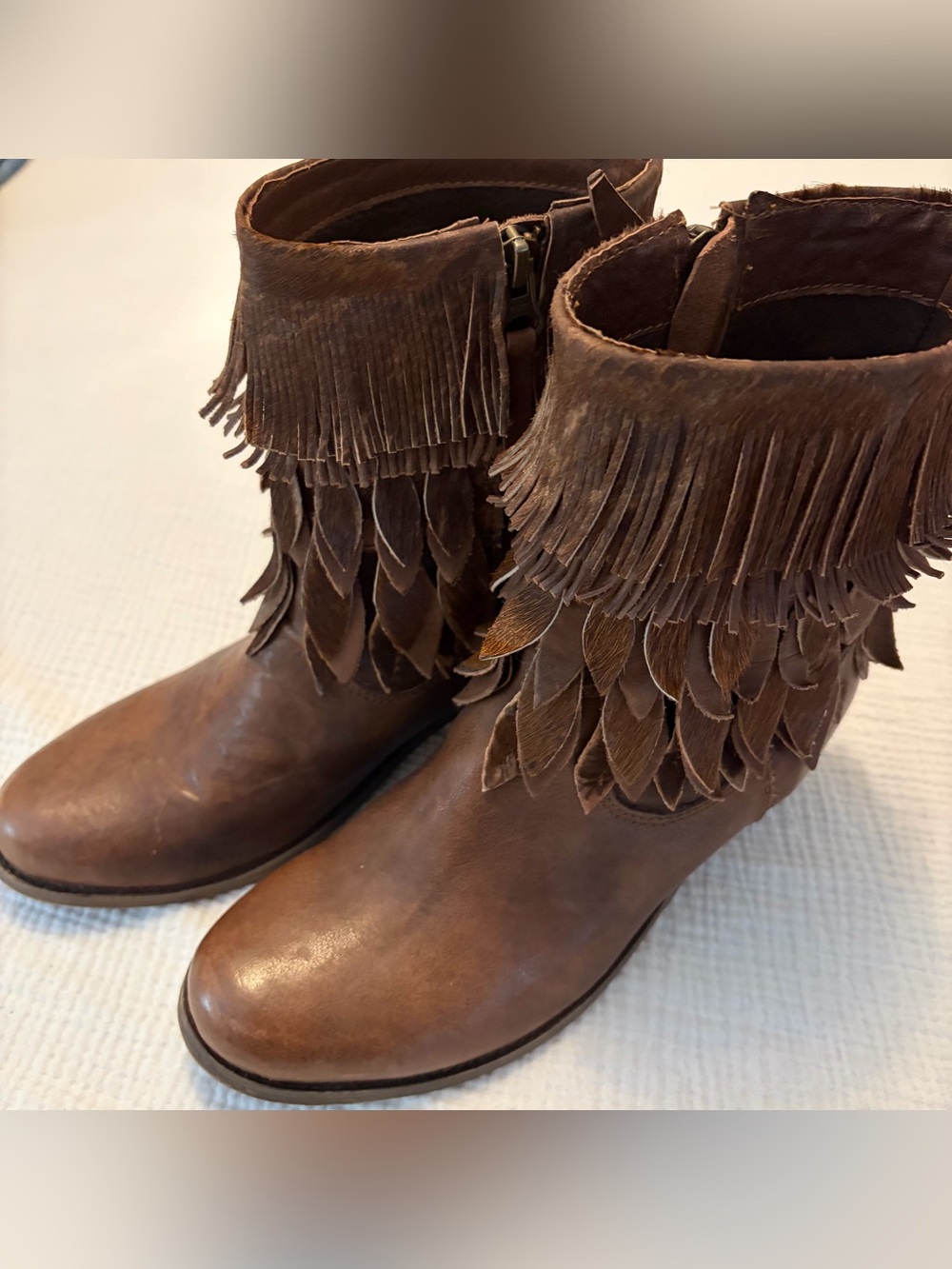 Anthropologie Sheridan Mia Brown Leather Festival Boots Booties sz 39 8 8.5 9